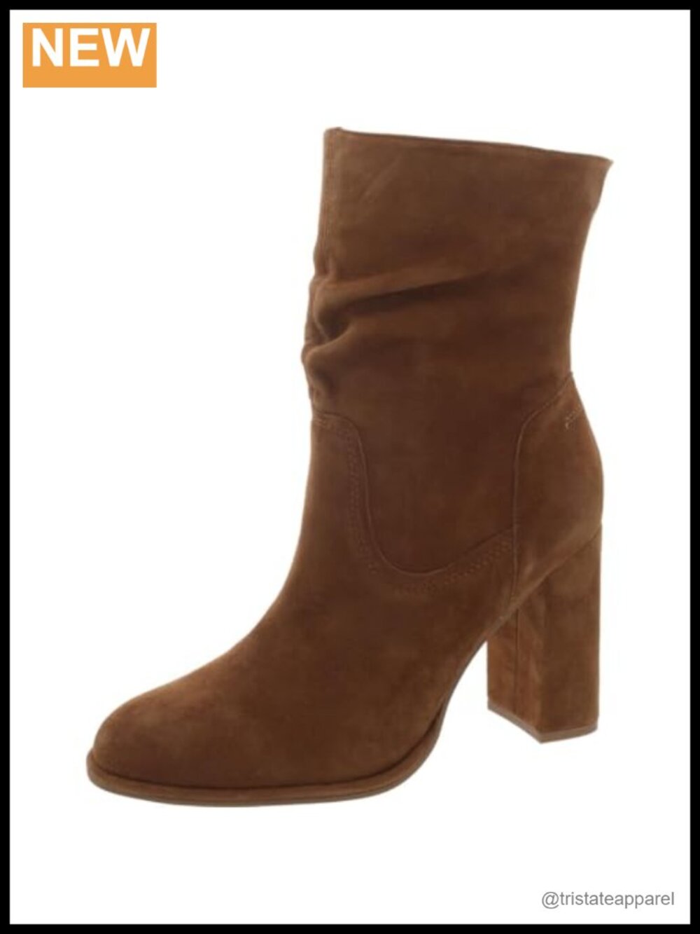 Heeled Slouch Bootie 4" Block Heel Suede Calf High Slip-On